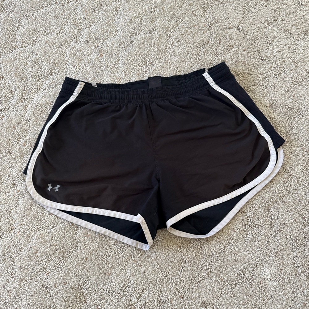 Under Armour black running shorts w/ white trim size S